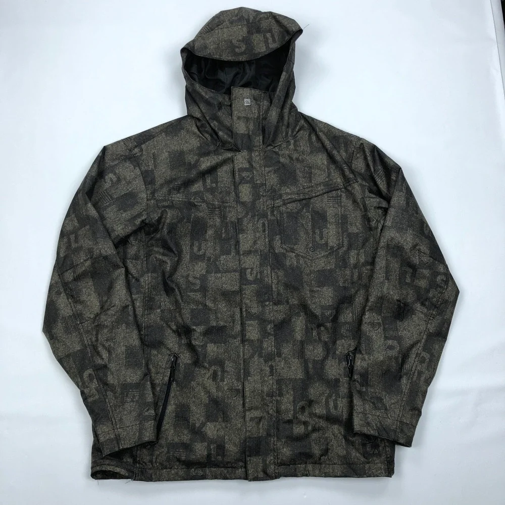 Quiksilver Jacket Mens L Snowboard Ski DryFlight 10K Waterproof Hooded Green